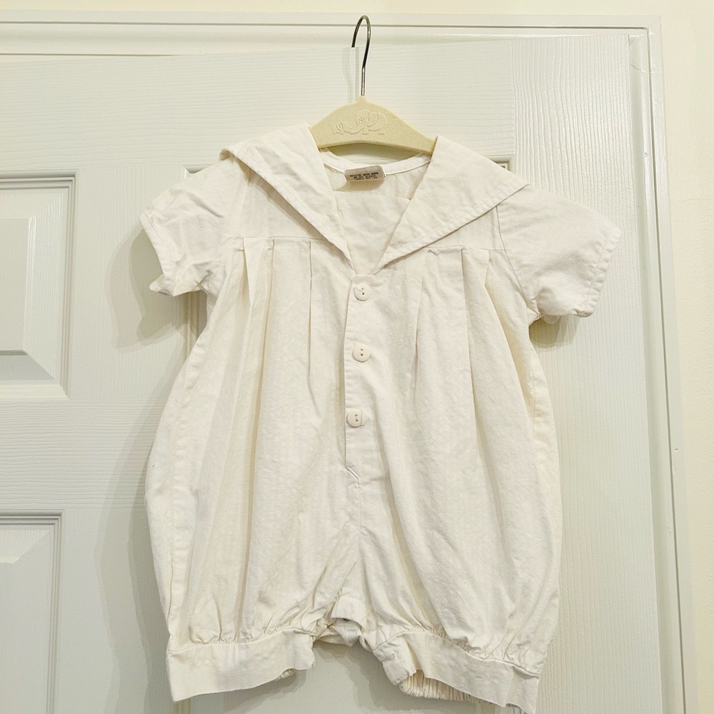 Vintage 2T 100% cotton White Infant Sailor Romper Allison Rose